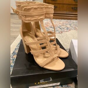 Nude braided heels